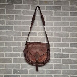 Wallkill Patterson Vintage Genuine Leather Brown Messenger Cross Body Bag
